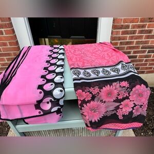 Two Ethnic Indian Pink Saris with Liner Skirt